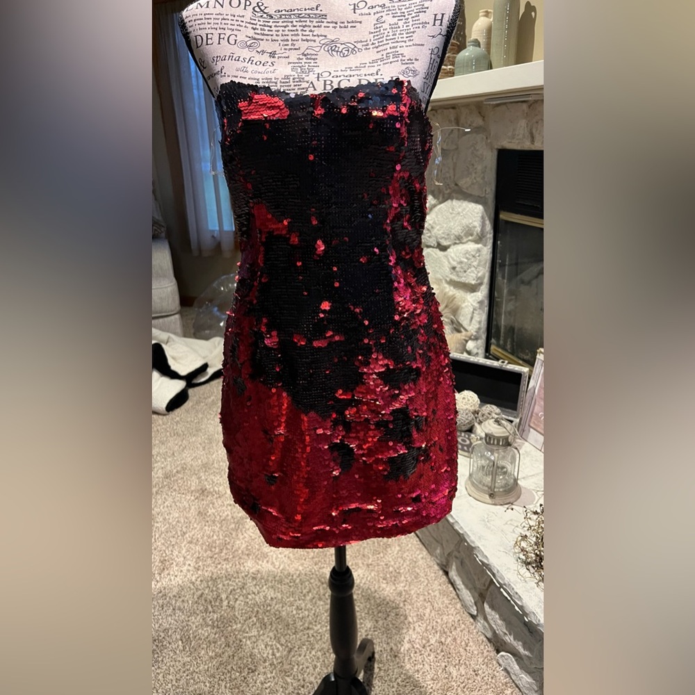 Sequin Red and Black Dress